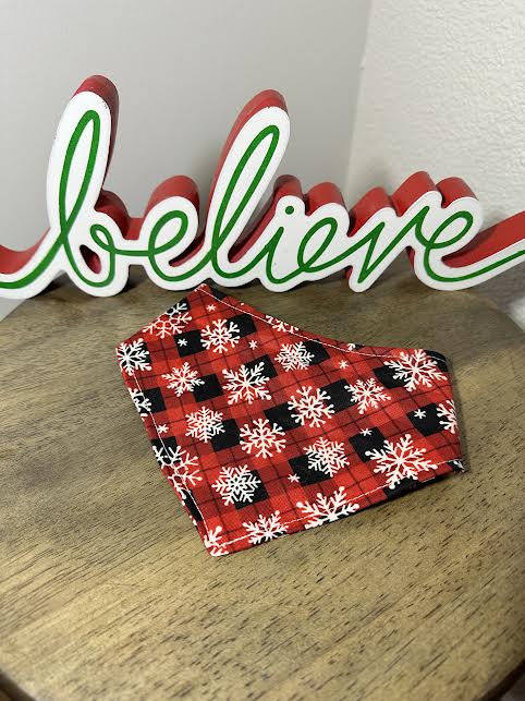 Buffalo Plaid Snowflakes Snap On Bandana