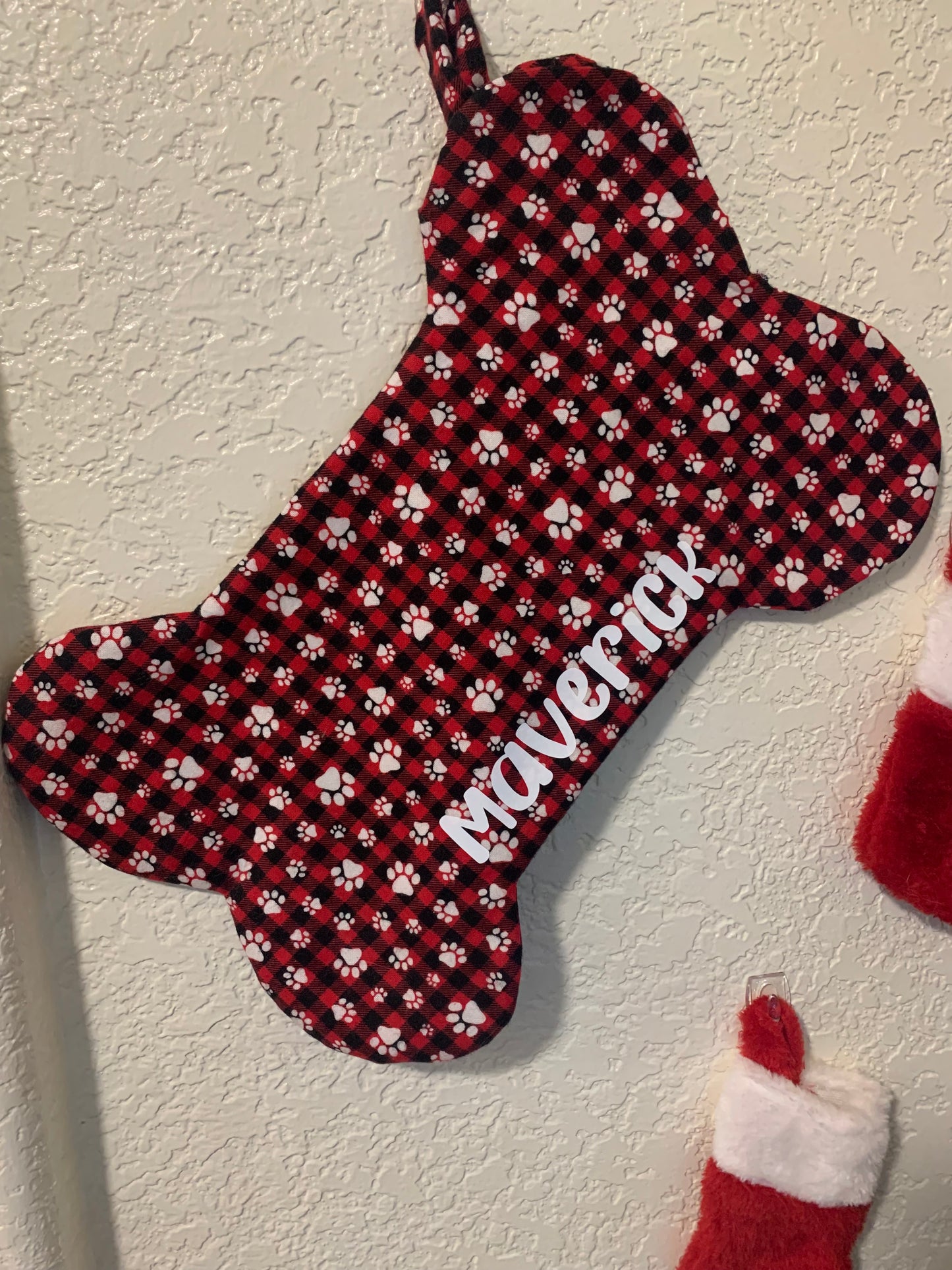 Buffalo Plaid Paw Print Stocking