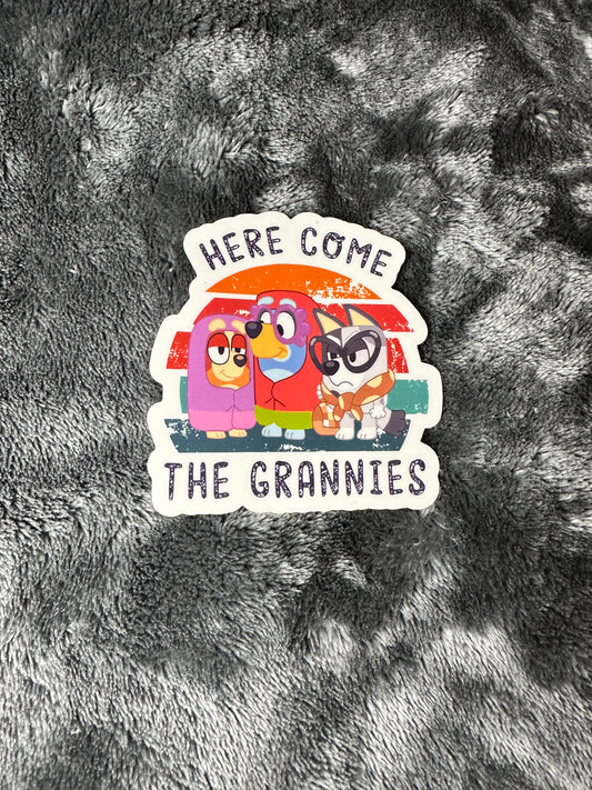 Here come the grannies sticker