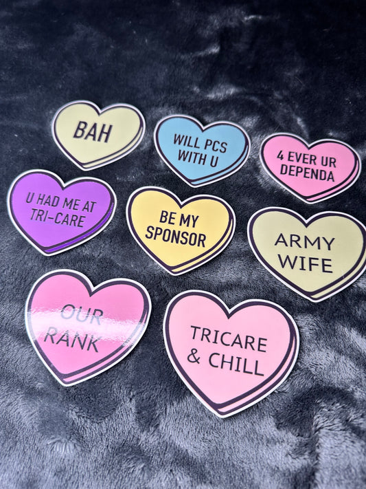 Military Conversation Hearts Sticker