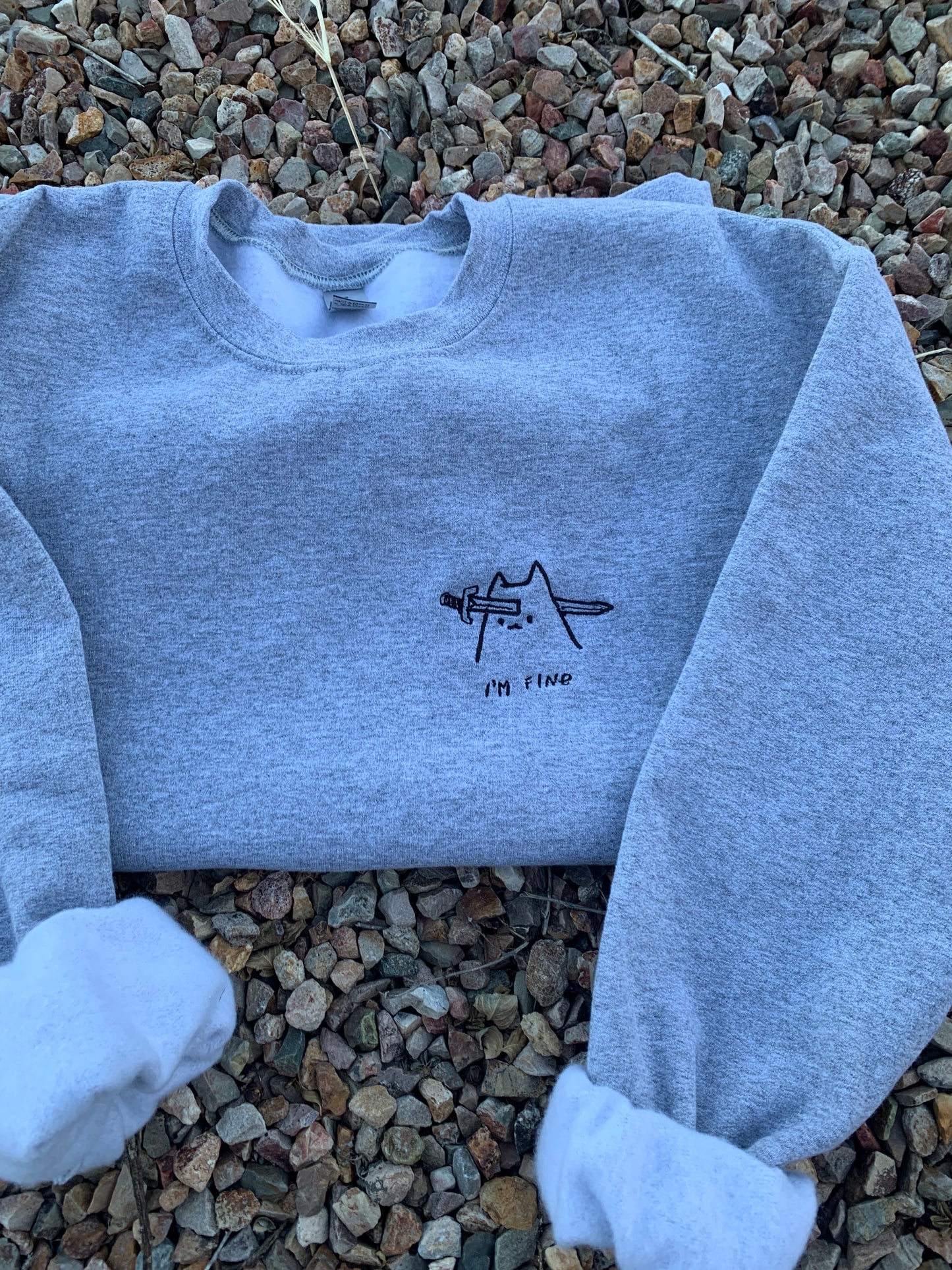 I'm Fine Embroidered Crewneck