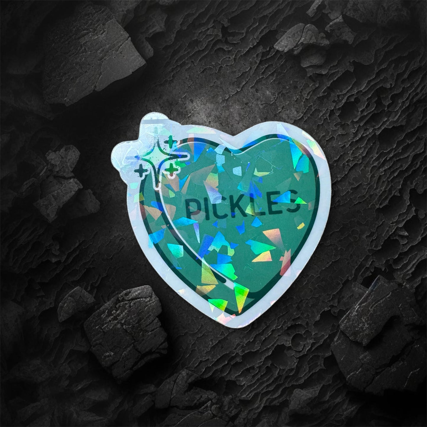 Pickles Conversation Heart Holographic Sticker
